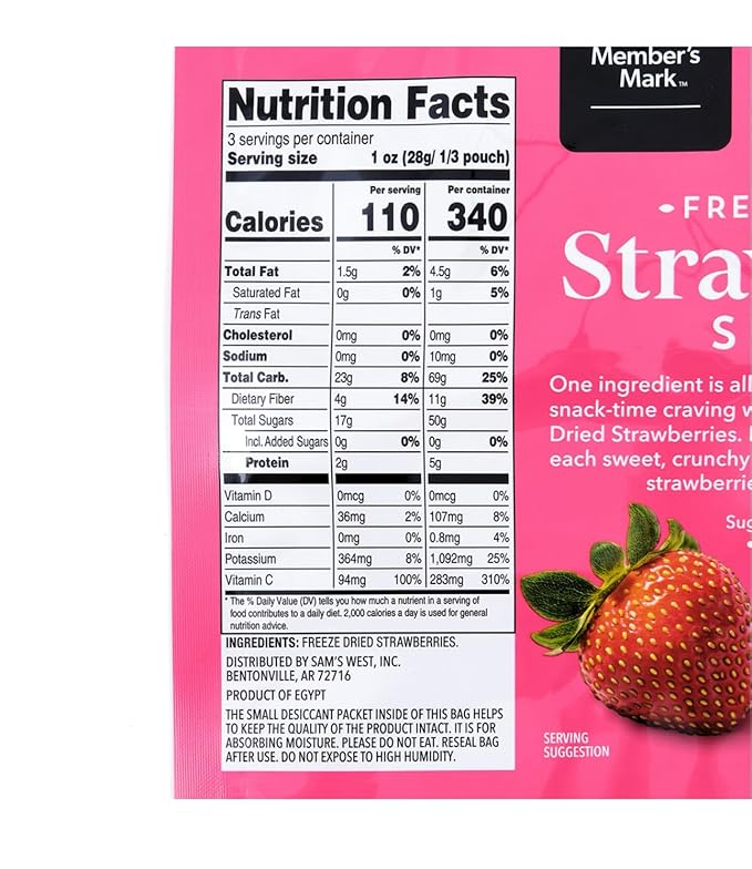 generic Member Mark Freeze Dried Strawberry Slices 3 oz.