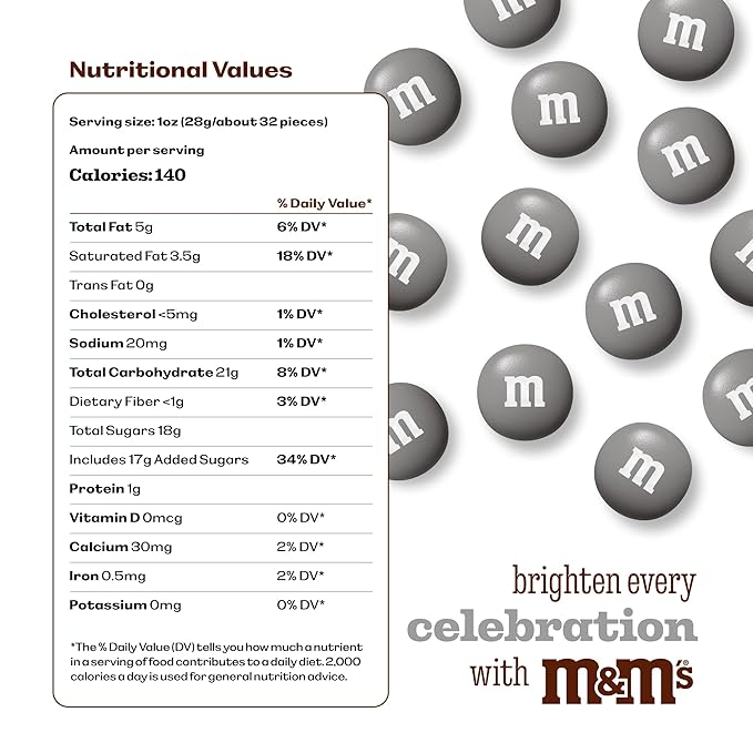 M&ampM’S WORLD Silver Milk Chocolate Candy Bulk - 2lbs Resealable Pack for Party Favors Candy Bars Weddings Graduations Birthday Parties Party Favors and More