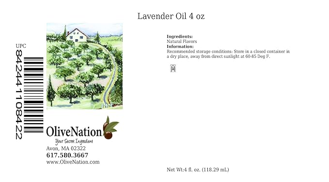 OliveNation Edible Lavender Oil for Cooking and Baking Essential Oil from Natural Flavors Non-GMO Gluten Free Kosher Vegan - 4 fluid ounces