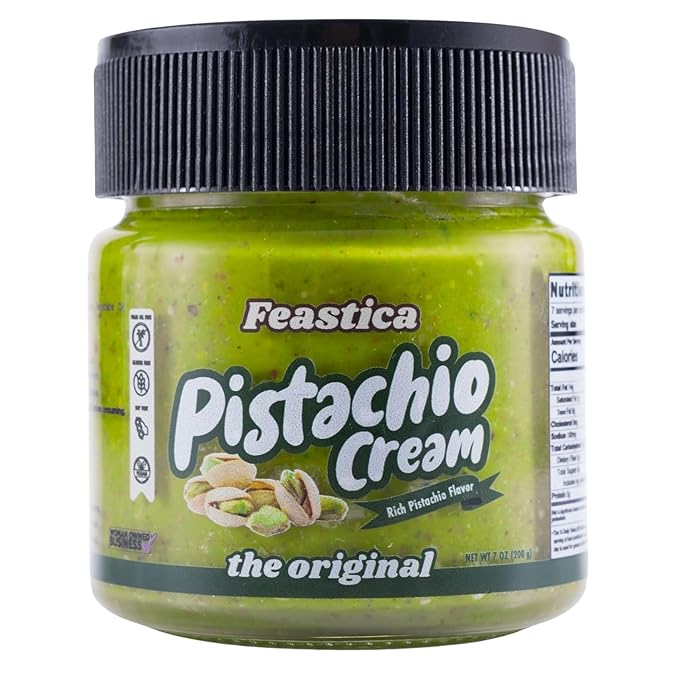 FEASTICA Pistachio Cream Original – 70% Pistachio Spread Rich Nutty Gluten-Free Vegan No Palm Oil – Ideal for Toast Pastries and Gourmet Recipes