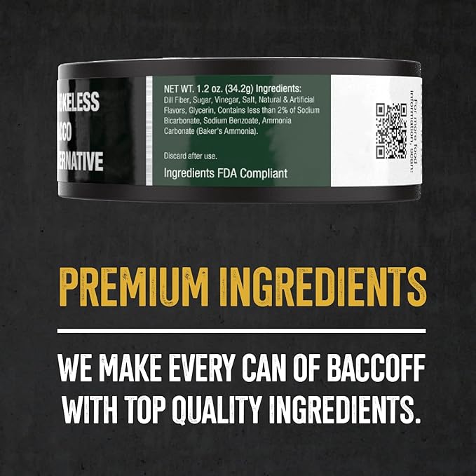5 Cans BaccOff Classic Wintergreen Long Cut Refreshing and Strong Wintergreen Flavor Realistic Moist Alternative