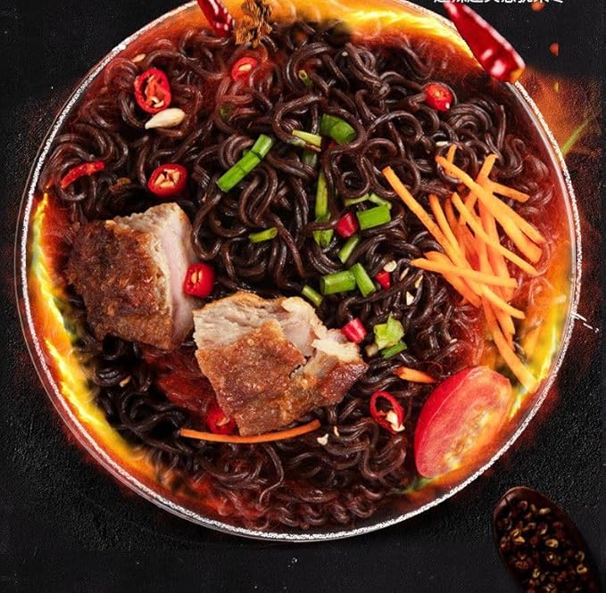 Ghost Pepper Noodles Spicy Dry Mixed Noodles 80g/barrel 1 Million Spiciness Black Noodles Hot Pepper Spicy Instant Dry Mixed Noodles Super Spicy Instant Noodles Cup Noodles (4 buckets)