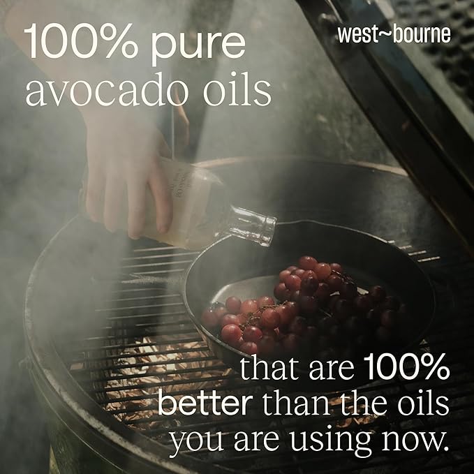 west~bourne Organic Avocado Oil Set (2 x 12.7 Fl oz) – 100% Pure Oil for High Heat Cooking &amp Cold Pressed Extra Virgin Finishing Oil in Glass Bottles - Non-GMO Vegan Gluten-Free Paleo Friendly