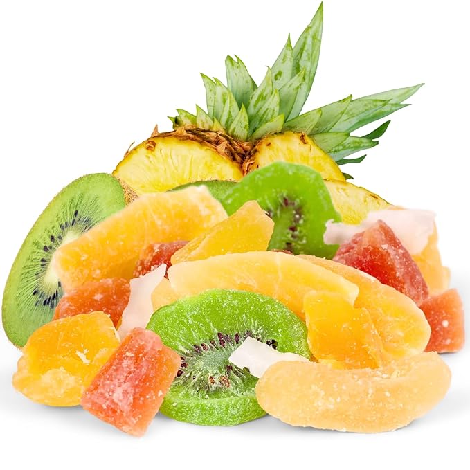 Tropical Deluxe Dried Mixed Fruit - by Its Delish 10 Lbs Bulk Bag | Healthy Snacks for Adults | Fresh Snack Mix Dry Fruit | Pineapple Mango Papaya Guava Coconut Kiwi Cantaloupe Medley | Vegan Kosher