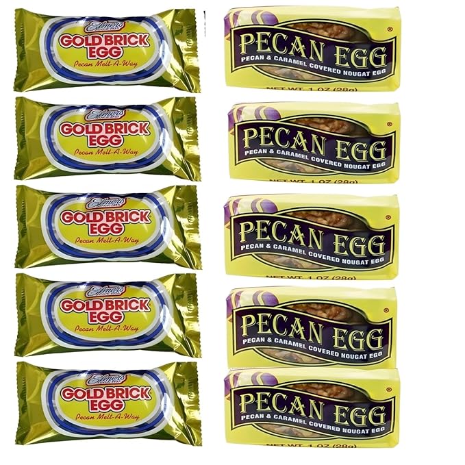 Emer's Easter Chocolate Eggs Assortment Gold Brick Heavenly Hash Pecan Individually Wrapped (Full Size Gold Brick Eggs/Pecan Eggs 10 Count)