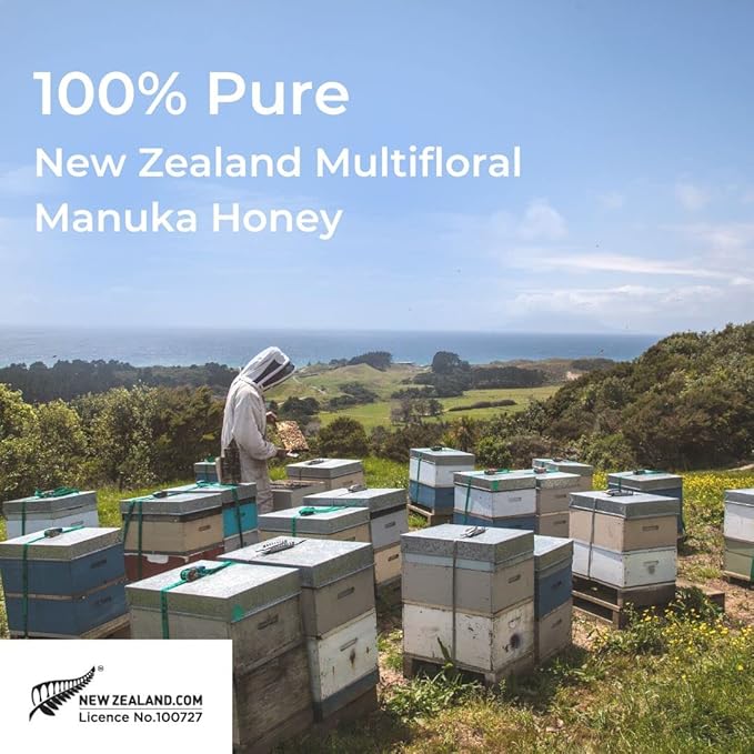 Airborne Honey Manuka Honey Multifloral 30+ 17.3 oz Upside Down Squeeze Raw and Unfiltered 100% Pure New Zealand Honey With Health Benefits