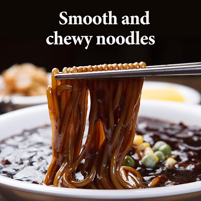 Wang Jjajangmyeon Black Bean Noodles Instant Bowl – Sweet Savory Black Bean Sauce Thick Chewy Noodles Microwave Meal Ready in 3 Minutes Pack of 1