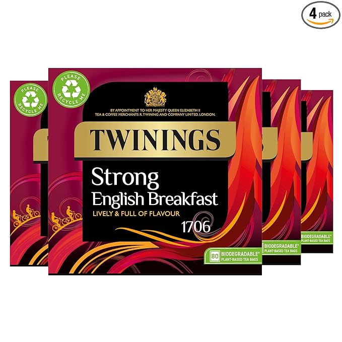 Twinings 1706 Strong Breakfast 80's (Pack of 4 Total 320 Tea Bags)