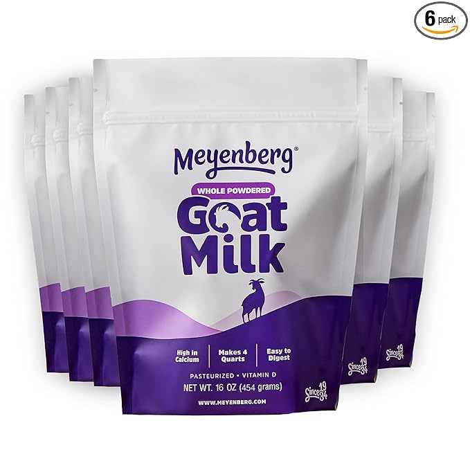 Meyenberg Whole Powdered Goat Milk 16oz pouch Amazon Exclusive Kosher Gluten Free 6pk