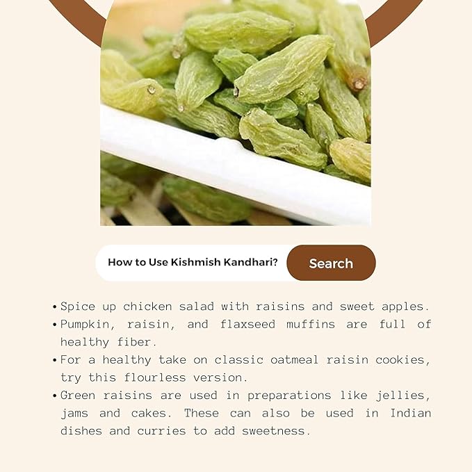 Dry Fruits Green Kandhari Kishmish Seedless Dried Grapes or Raisins Afghani Kishmish Sundekhani Kishmish Chemical Free No Preservatives - 250 Grams
