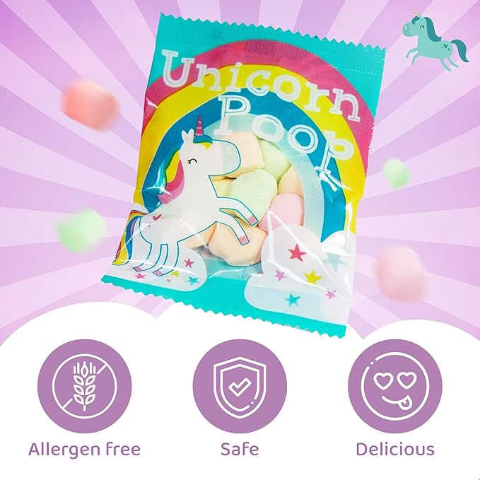 Unicorn Poop Candy - Made in the USA - 24 Unicorn Party Supplies - Unicorn Birthday Party Favors for Kids - Bulk Candy Packs for Classroom