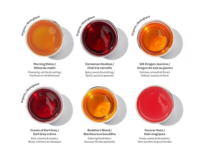 DAVIDsTEA 36-Sachet Top Teas Sachet Tea Wheel – Bestselling Tea Sampler Gift Set | 6 Loose-Leaf Flavours: Morning Detox Cream of Earl Grey Cinnamon Rooibos Buddha’s Blend Silk Dragon Jasmine &amp