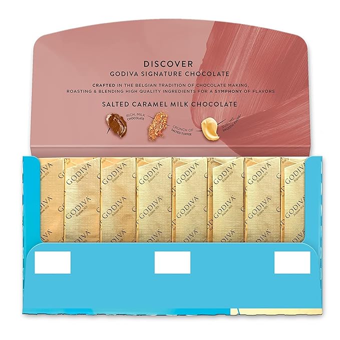 Godiva Chocolatier Signature Salted Caramel Milk Chocolate Mini Gourmet Chocolate Bar 12-Ct. (8 pc. each) 90 grams