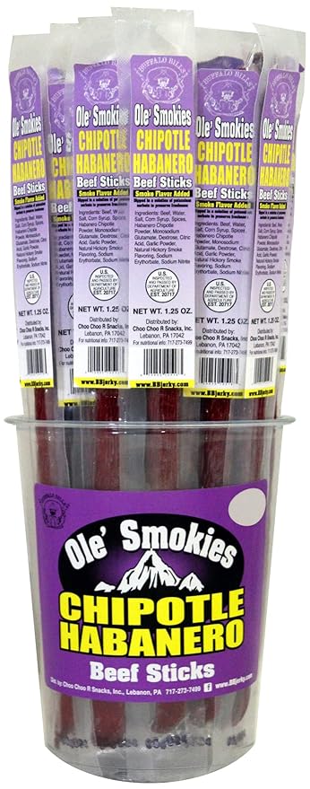 Buffalo Bills Chipotle Habanero Ole Smokies - 15 Wrapped Beef Sticks Per Tub