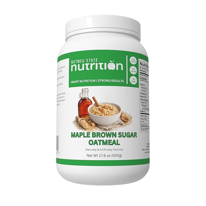 Nutmeg State Nutrition - High Protein Instant Oatmeal Mix Keto Friendly 15g Protein 90 Calories 0g Sugar 20 Servings Per Container. 17.6 Ounces (Maple Brown Sugar)