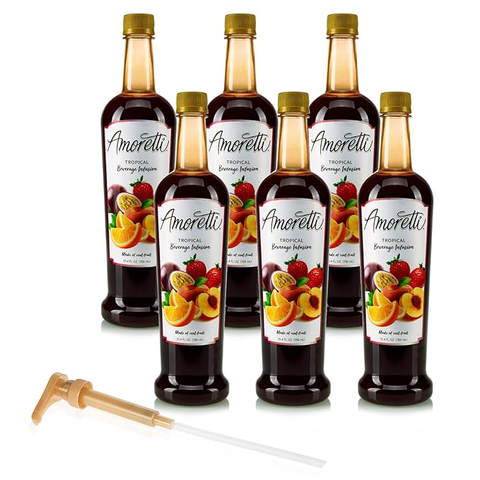 Amoretti - Tropical Beverage Infusion - Drink Mix &amp Water Enhancer with Pump for Flavoring Cocktails Waters Teas and other Beverages Preservative Free