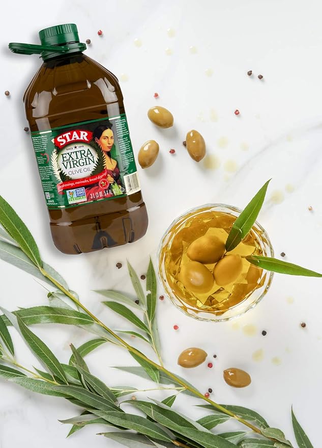 STAR I Extra Virgin Olive Oil I 101.4 oz (3L) Jar I Rich Olive Flavor | Ideal for Family Cooking and Daily Use