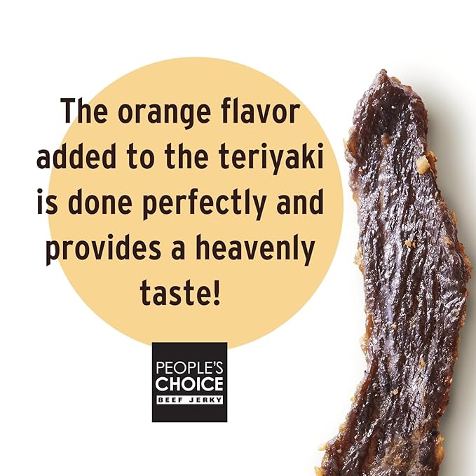 People’s Choice Beef Jerky – Tasting Kitchen – Orange Honey Teriyaki – Sweet &amp Savory – 8g Protein – Made in USA – 1 Pound (16 oz) Bag
