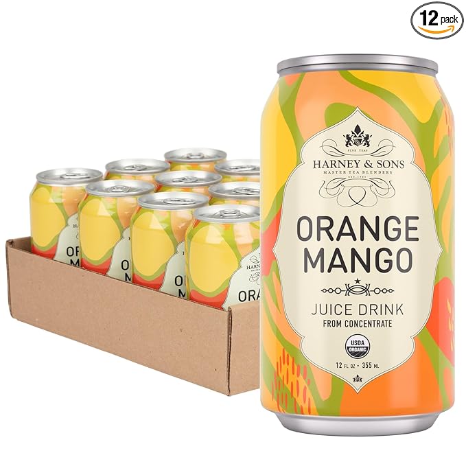Harney &amp Sons Organic Orange Mango Juice Drink 12 oz can (Pack of 12)