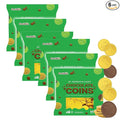 St. Patrick's Day 6 Bags 25 Chocolate Coins Gold Shamrock Coins Foils Premium Belgian Milk Chocolate Clover Coins Resealable Bag Nut-Free (6 Bags)