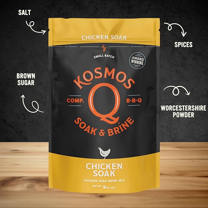 Kosmos Q Chicken Brine Soak Brown Sugar &amp Worcestershire Spice Mix For Whole Bird Breasts Tenderloins Grilling Roasting Smoking Locks In Moisture Savory Flavor Easy Mix Directions 16 Oz