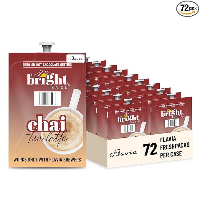 Flavia Bright Tea Co. Chai Tea Latte Freshpacks Works only with Own Brewers (Case of 72 Freshpacks)