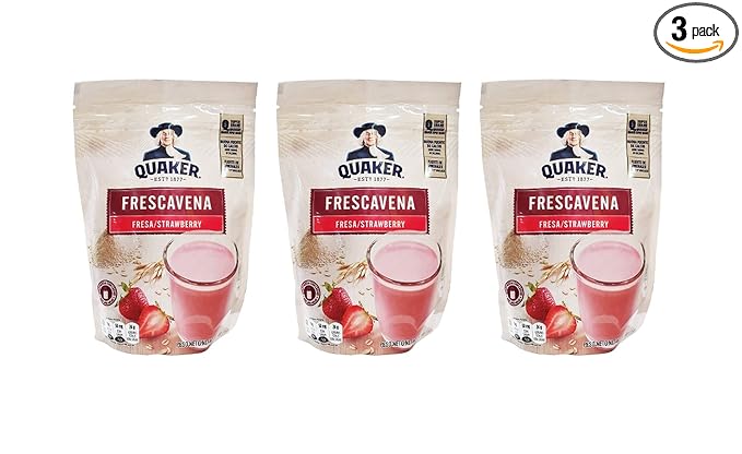 Quaker Frescavena Fresa (Strawberry) Oat Beverage Mix (3 Pack Total of 33.3oz)