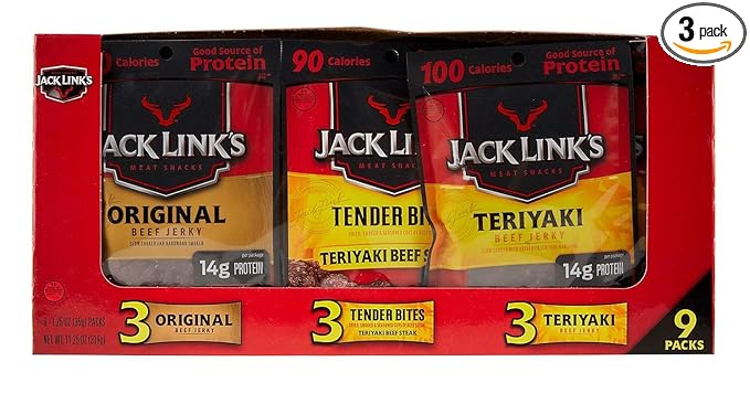 Beef Jerky Variety Pack: 3 Original Flavored 3 Tender Bites 3 Teriyaki (1.25 Ounces Per Package)
