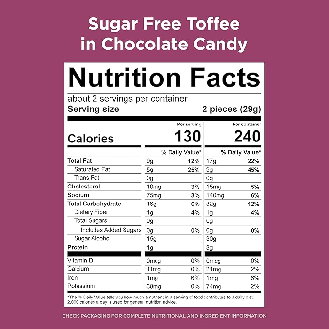 RUSSELL STOVER Sugar Free Toffee Squares in Chocolate Candy 2 oz. bag (Pack of 10)