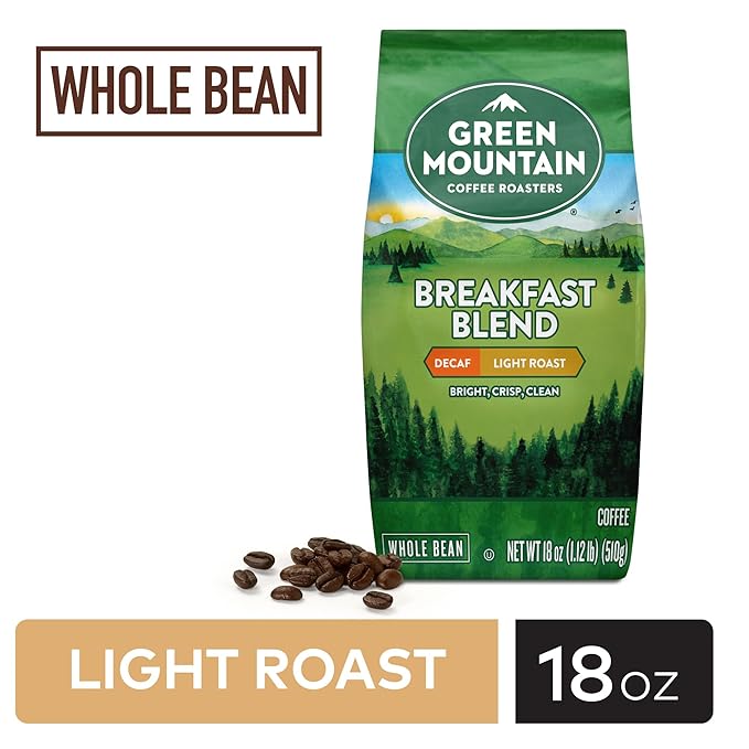 Green Mountain Coffee Roasters Breakfast Blend Decaf Whole Bean Coffee Bagged 18 oz