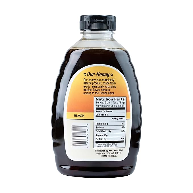 KEEZ BEEZ 100% Natural Raw Black Honey – Mango 32 fl oz (2 lb) in Squeeze Bottle – Organic Non-GMO Kosher Certified Bulk Family Size Tropical Floral Sweetness Ideal for Recipes and Baking