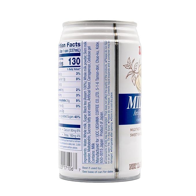 UCC Japanese Milk Tea Drink 11.4-Ounce Cans Pack of 24 Refreshing Canned Beverage Authentic Taste Perfect Healthy Drink