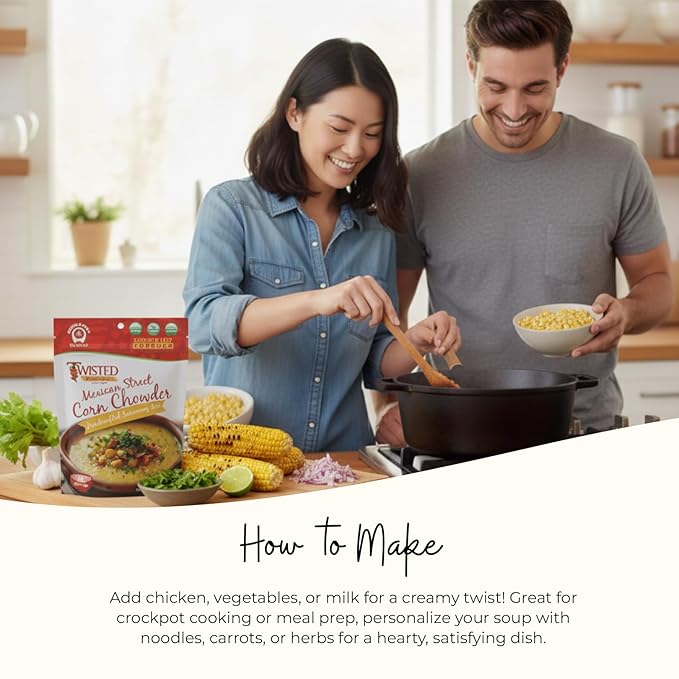 Twisted Pepper Co. Mexican Street Corn Chowder Soup Mix: Gluten-Free – Handcrafted Homestyle Soup – Savory Tangy &amp Slightly Spicy Elote Flavor Quick &amp Easy Comfort Meal Ready in 30 Minutes