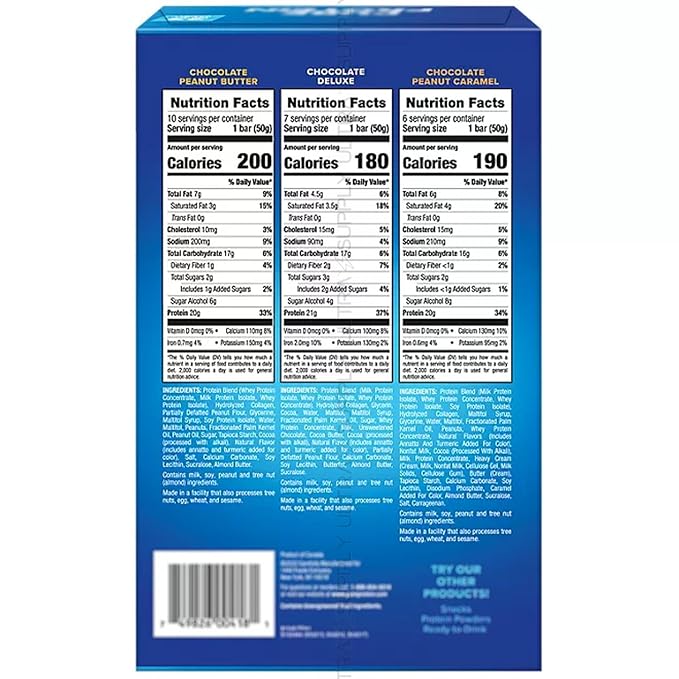 Pure_Proteins Bars (23 Count.) Chocolate Variety Pack – Up to 21g Protein Low Sugar Gluten Free Snack – Chocolate Peanut Butter Deluxe &amp Peanut Caramel