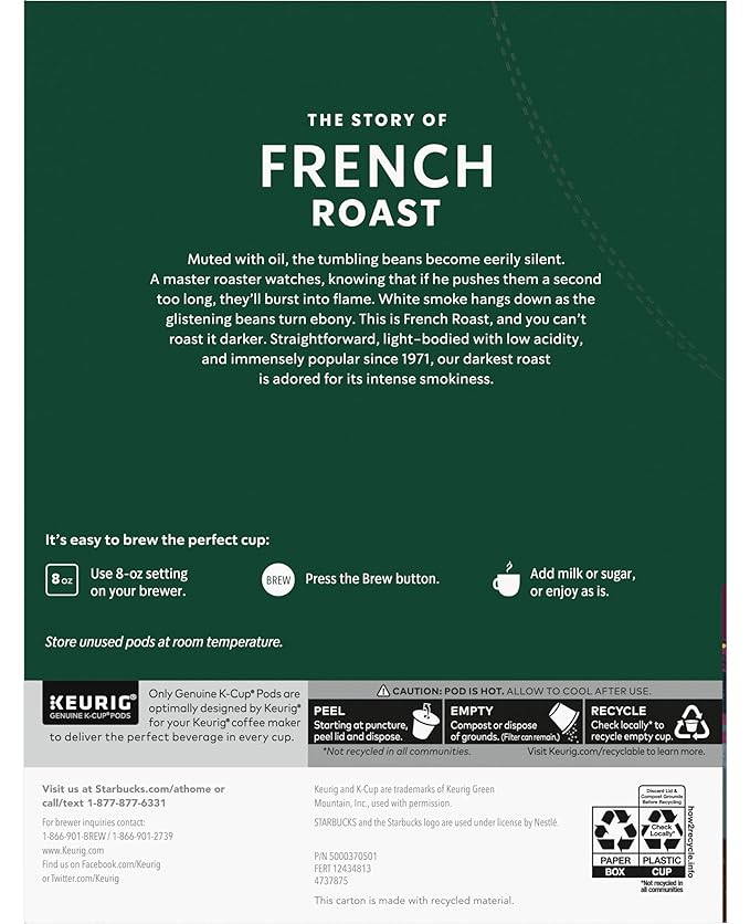 Starbucks French Roast Dark Coffee 72 K-Cups (3 Pack of 24 k-cups)