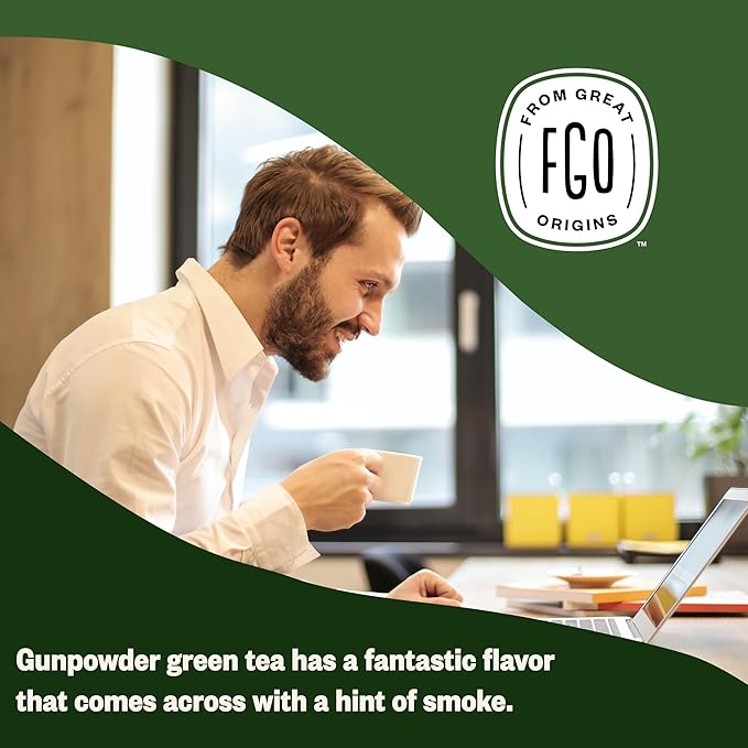 FGO Organic Gunpowder Green Tea Loose Leaf 16oz Bulk Resealable Bag Packaging May Vary (Pack of 1)