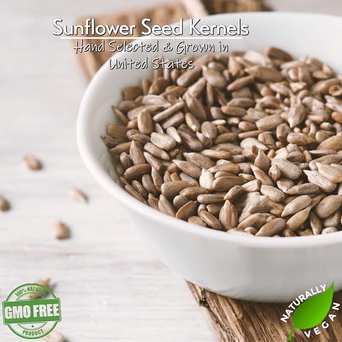 Gerbs Raw Sunflower Seed Kernels 4 lbs. | No Artificial Additives Resealable Bag | Mild &amp Crunchy | Top 14 Allergen-Free