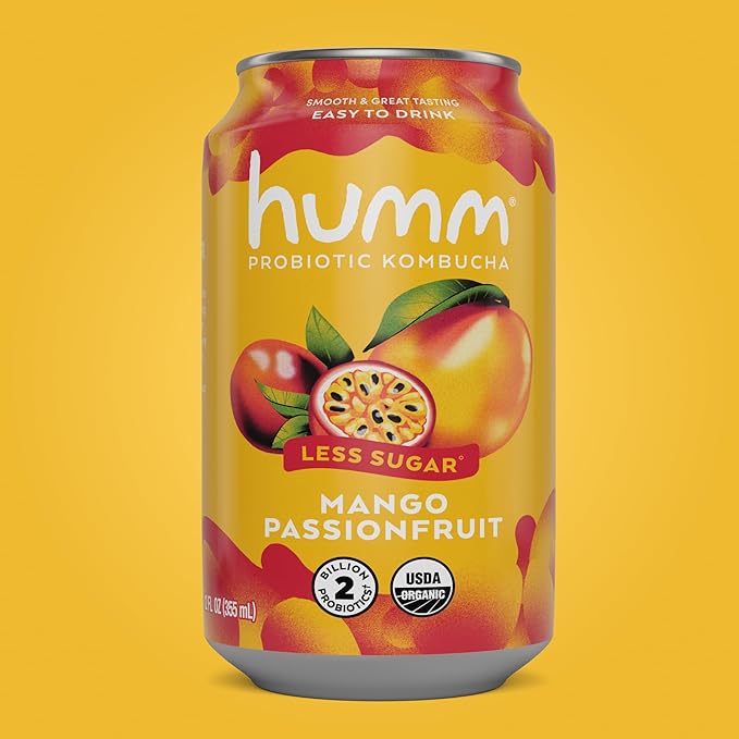 Humm Kombucha Mango Passionfruit Organic Vegan &amp GMO Free (24 Pack)