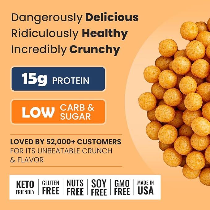 Better Than Good Savory Keto Baked Cheddar Protein Puffs – Gluten-Free Low Calorie High Protein Low Carb Paleo Sugar-Free Healthy Snacks for Kids &amp Diabetics | No Artificial Flavours (12 Pack