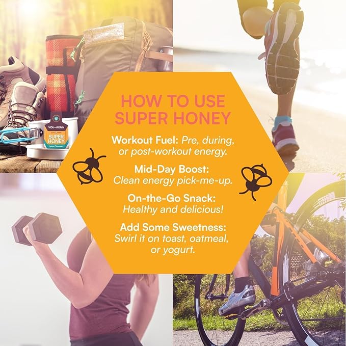 You Again Super Honey Clean Energy Gel Honey &amp Himalayan Salt | Electrolyte Replenishment Running Fuel | Endurance Workouts &amp Cycling Gel | Paleo &amp Carnivore Snack | Gluten-Free | USA Mad