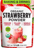 Organic Freeze Dried Strawberry Powder [1.1 Lb Bulk Size] - Great for Baking Milk Drinks Smoothies &amp Cakes - No Sugar Added Non GMO Gluten Free &amp Vegan Friendly