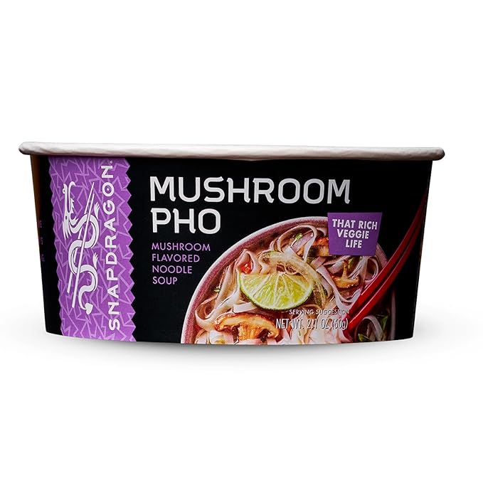 Snapdragon Mushroom Pho Instant Noodle Bowls | Mushroom Flavor Broth with Rice Noodles | Gluten Free | No Artificial Flavors | No MSG Added | 2.1 oz (6 Pack)