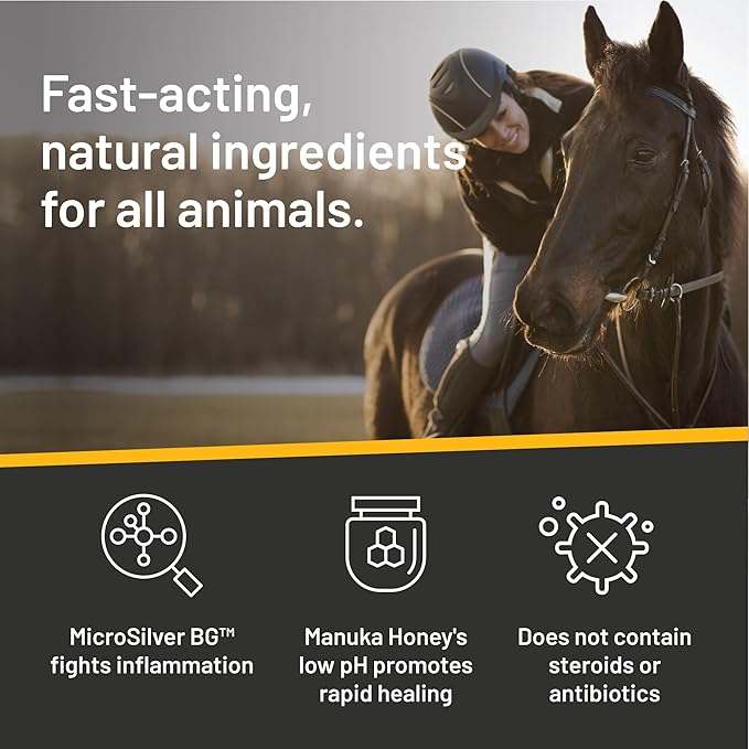 Absorbine Silver Honey Rapid Wound Repair Ointment 2oz Tube Manuka Honey + MicroSilver BG Horse &amp Large Animal Wound Care