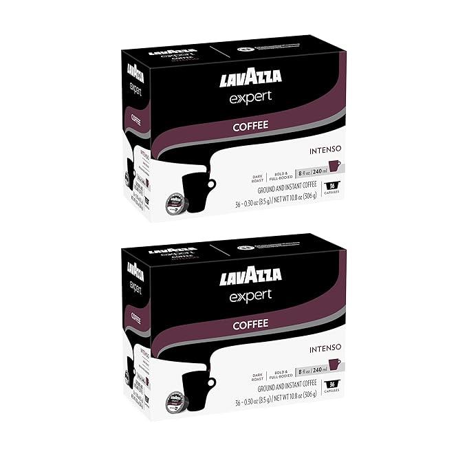 Lavazza Expert Intenso Coffee Capsules Dark Roast Arabica and Robusta Blend Compatible with Lavazza Classy Plus Machine (72 Capsules)