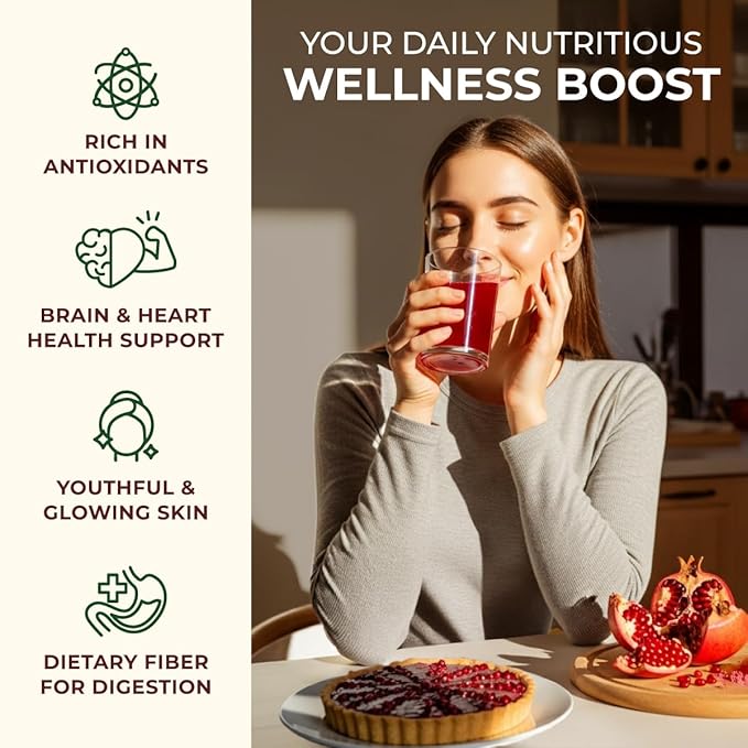 Gya Tea Co Organic Pomegranate Powder 1.1lb (17.64 Oz) - Antioxidant Rich Superfood for Drinks Baking - Immunity &amp Energy Boost - Fresh Natural Whole Fruit - Non-GMO Gluten-Free Sugar-Free