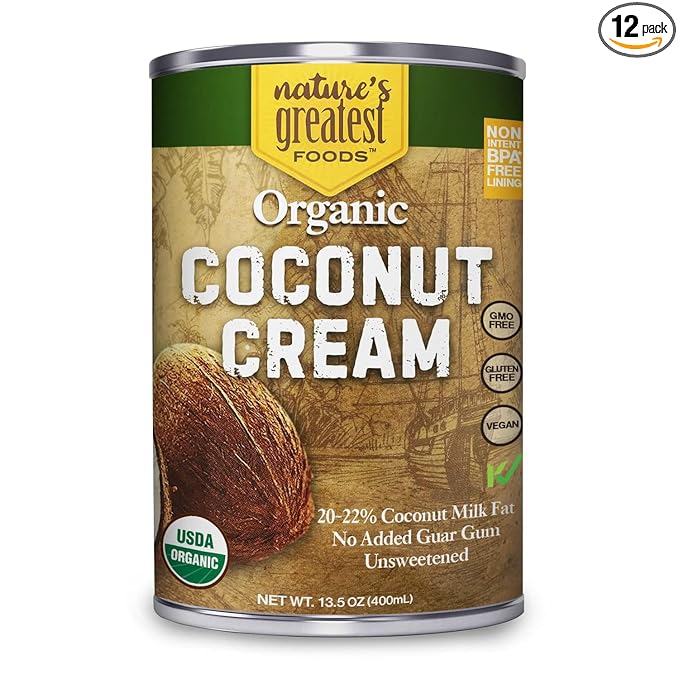 Organic Coconut Cream – NO GUAR GUM Unsweetened 20–22% Fat 13.5 oz (12-Pack) | Nature’s Greatest Foods