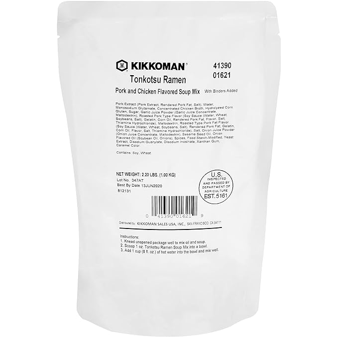 Kikkoman – Tonkotsu Ramen Soup Mix with Binders Added - Pork &amp Chicken Full Flavored No MSG Added - From Concentrate for Food Service Use Preservative Free - 2.2 LB (Pack of 1)