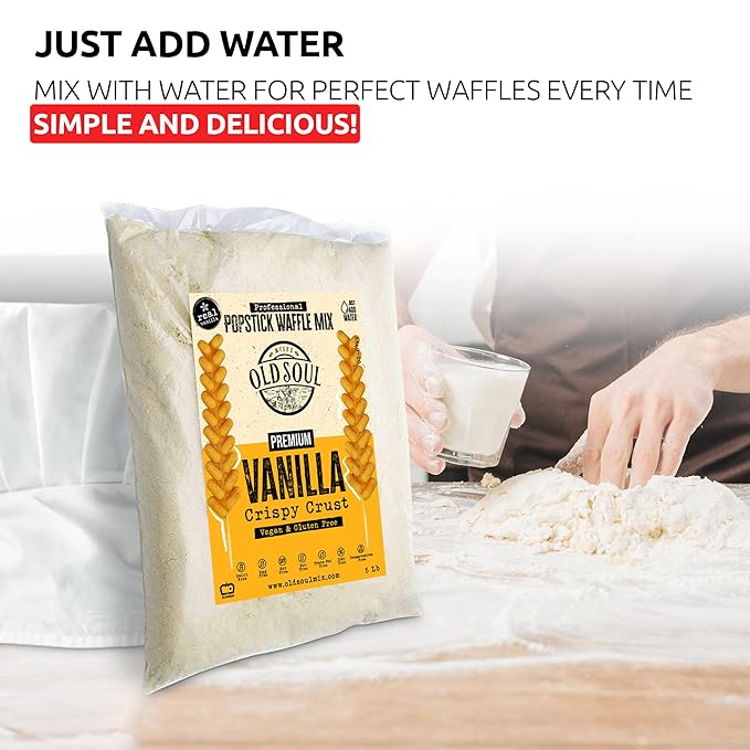 OldSoul Professional Popstick Waffle Mix | Stick Waffles Dough Mix | Vanilla Flavor | 112 Waffles | 5 Lbs (5 Lbs Gluten Free &amp Vegan)