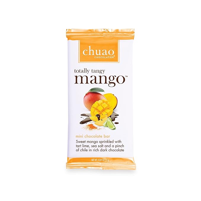 Chuao Chocolatier Totally Tangy Mango Dark Chocolate Mini Bars | Gourmet Chocolate Chile Lime Mango European No Preservatives | For Gift Baskets Christmas Valentines Day Gifts for Women Men Birth