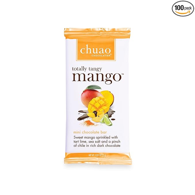 Chuao Chocolatier Totally Tangy Mango Dark Chocolate Mini Bars 100 Count Gourmet Chocolate No Preservatives
